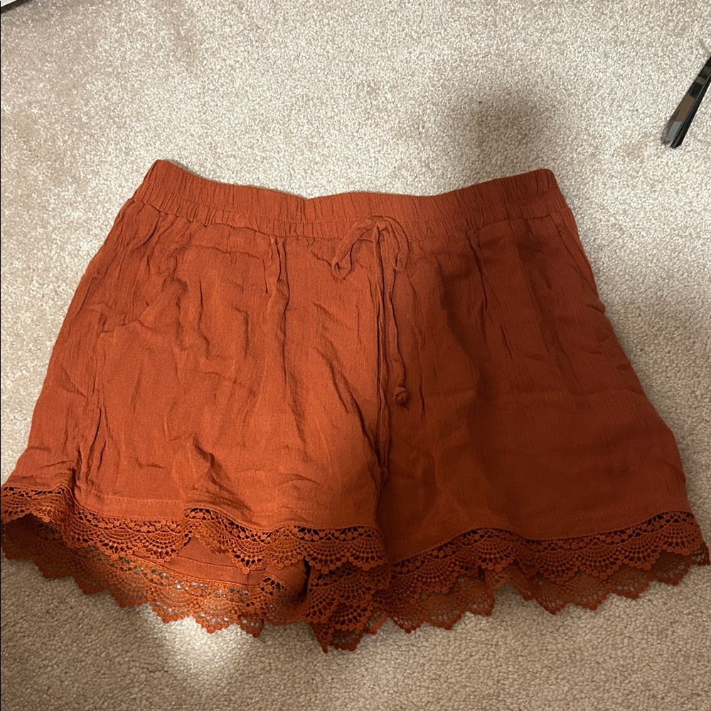 Macy's Orange Shorts with Lace